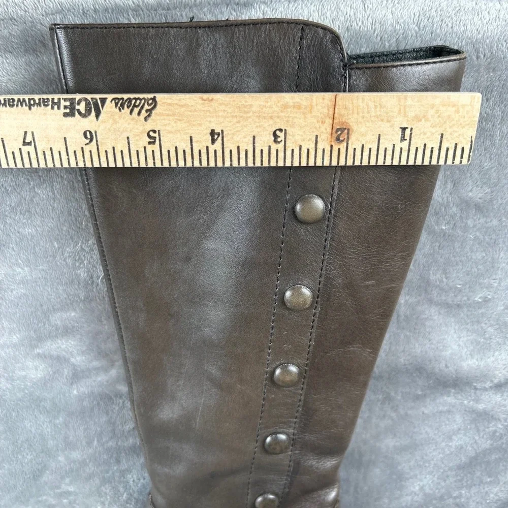 Born Womens Brown Leather Tall Knee High Button Boots B42222 Size 6 EU 36.5